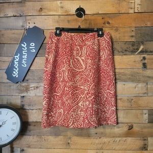 SALE-Ann Taylor women's red and tan knee length skirt size 8